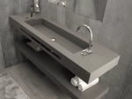 Plan vasque lavabo sur mesure : L 130 à 201 x P 40 à 51 cm, finition lisse mate, 10 couleurs au choix, Anti bactérien, résine Akrytan® teinté dans la masse, Livraison Offerte.